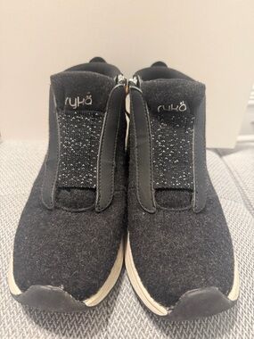 Ryka Black Slip-On Casual Sneakers with White Soles